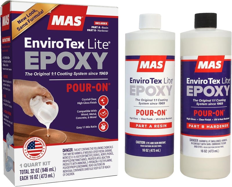 ETI MAS EnviroTex Lite Epoxy 32-Ounce Kit - High Gloss Finish for Wood, Metal, and Concrete - Image 2